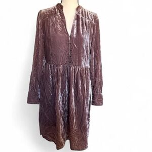 Holding Horses Anthropologie Velvet Dress XS Mauve Long Sleeve Romantic Mini